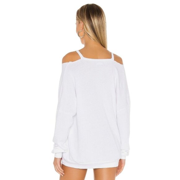 Michael Lauren Swanson V-Neck Top in White Small New Womens Sweatshirt Pullover - Picture 3 of 8